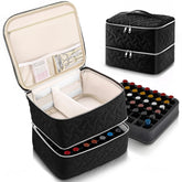 DreamGenius nail polish organizer top view shows sleek black case for easy access.