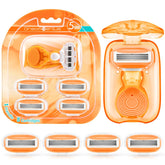 DreamGenius travel razor orange case shows portability for on-the-go grooming