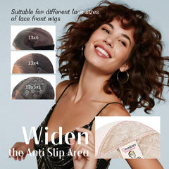 Dreamlover velvet wig grip band close-up highlights extended non-slip base for lace-front wigs.