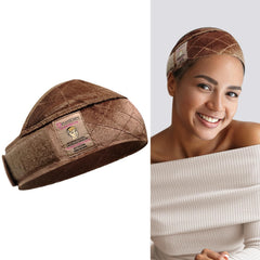 Dreamlover wig grip band wide brown hook-loop close-up shows adjustable secure fit.