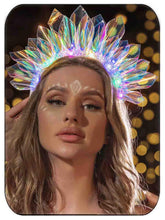DRESBE Light Up Headband closeup shows bright LED lights for vivid party glow.