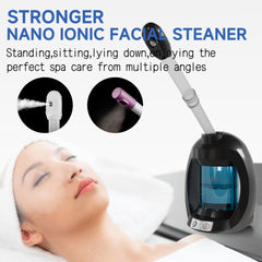Dress Vous facial steamer nano ionic water tank emphasizes distilled-water compatibility for clean, safe operation