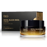Dr.G Royal Black Snail Cream bottle front promotes hydration and elasticity support with snail mucin.