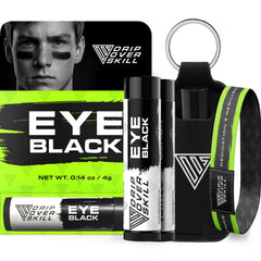 Drip Over Skill eye black pack setup with two tubes and clip for game day.