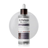 Dr.Melaxin Peel Shot Glow ampoule bottle close-up showing premium packaging and glow-ready skin.