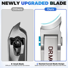 DRMODE slanted curved jaws close-up showing precise trimming on curved nails