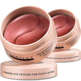 DRMTLGY Brightening Eye Masks pack close-up showing serum-saturated patches for quick under-eye refresh.