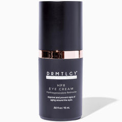 DRMTLGY HPR eye cream bottle offers lightweight, hydrating under-eye care.