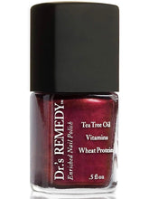 Dr. Remedy Revive Ruby Red bottle shows rich color and quick-dry promise.
