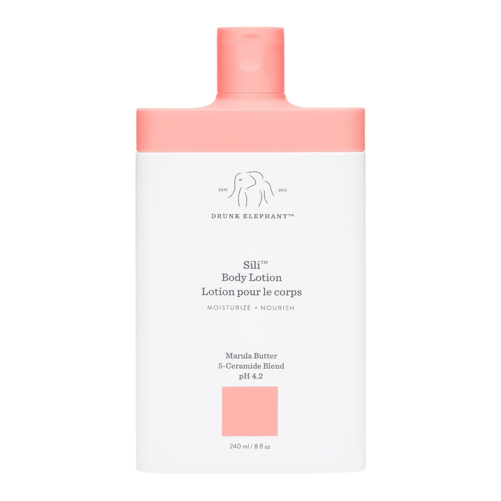 Drunk Elephant Sili Body Lotion bottle for daily hydration and barrier support.