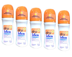 Dry Idea Fresh Linen roll-on bottle offers long-lasting freshness in a compact design.