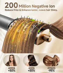 Dryhsip double-sided mirror comb helps guide contours while styling.