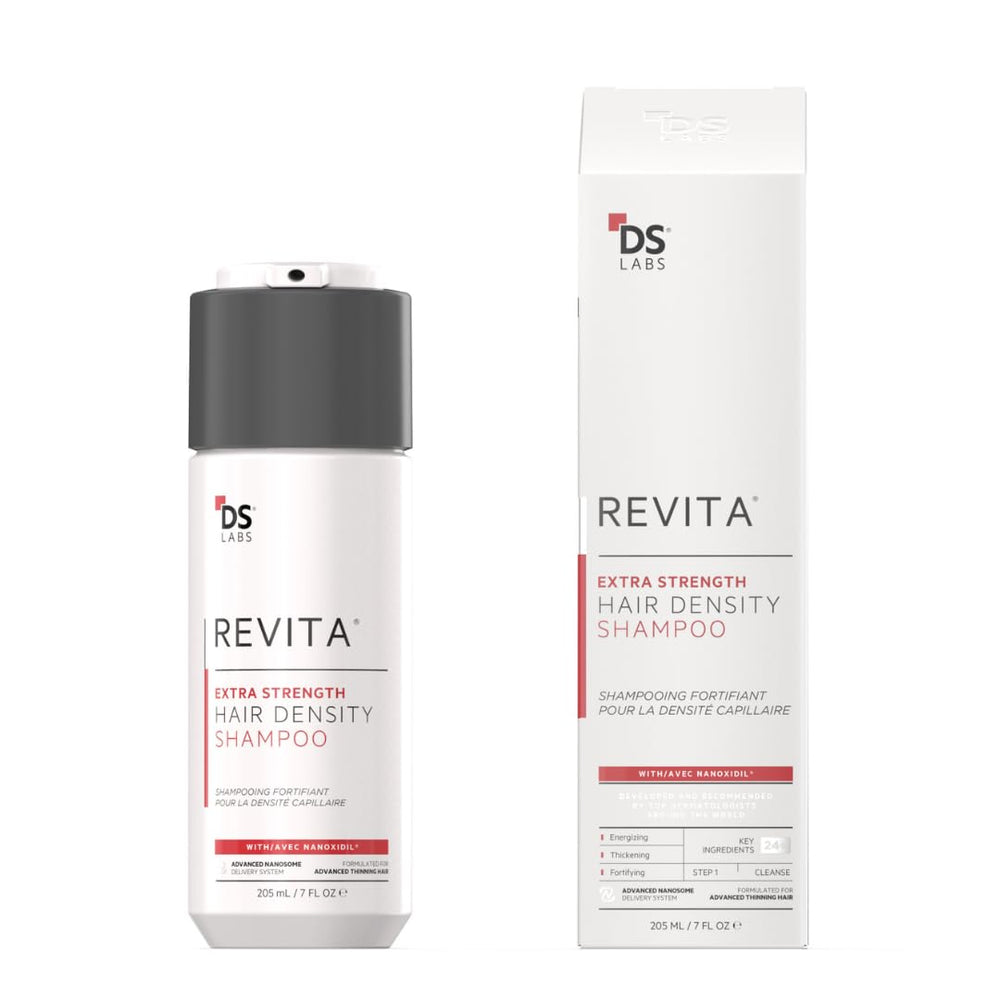 DS Laboratories Revita Extra Strength Shampoo bottle for daily use, promoting fuller-looking hair.