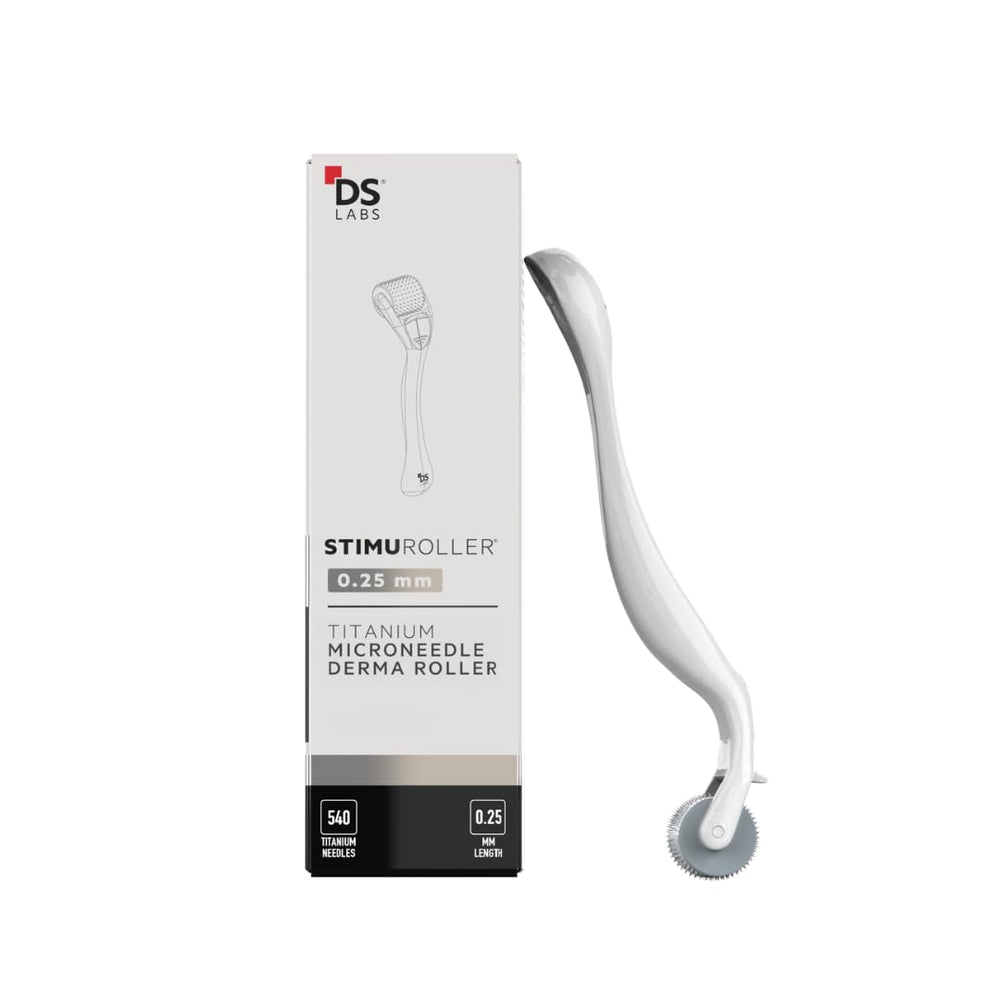DS Laboratories StimuROLLER close-up of 0.25mm needles for scalp stimulation and absorption