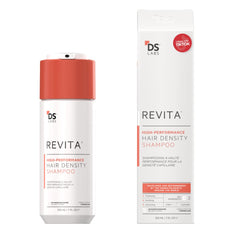 DS Laboratories Revita Shampoo bottle close-up shows sulfate-free formula for daily use and color-safe care.