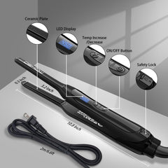 DSHOW digital temperature display on flat iron showing precise heat level.