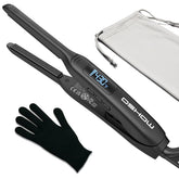 DSHOW small flat iron close-up on thin plates for precise edge styling.