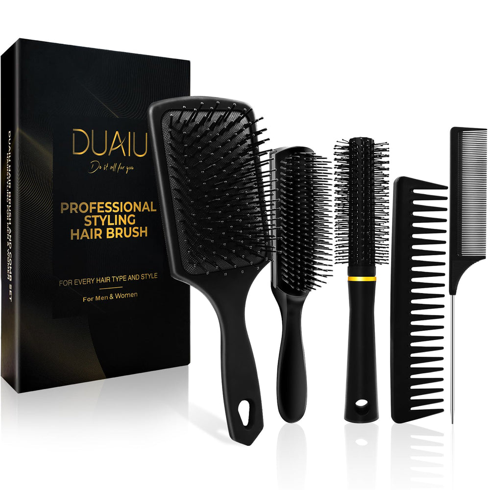 DUAIU hair brush set paddle brush with air cushion for gentle detangling on thick hair.