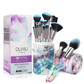 DUAIU 15pc makeup brushes crystal-gradient-handle for precise, luxurious application.