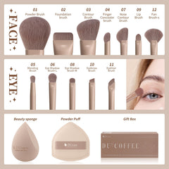 Ducare 12 brushes kabuki closeup, delivering precise application and seamless blending.