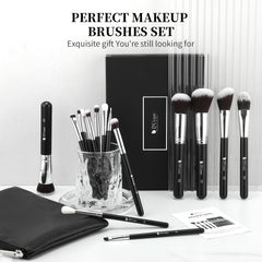 DUcare 15pc makeup brush set open packaging shows full range of essentials.