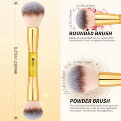 DUcare blush brush with domed end applies natural color to cheeks.