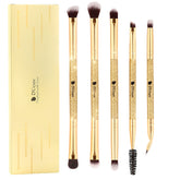 DUcare eyeshadow brush set close-up of gold glitter handle for luxe control