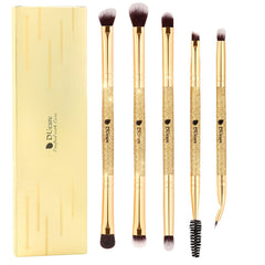 DUcare eyeshadow brush set close-up of gold glitter handle for luxe control