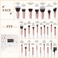 DUcare makeup brush set ergonomic wooden handles provide comfortable grip during application.