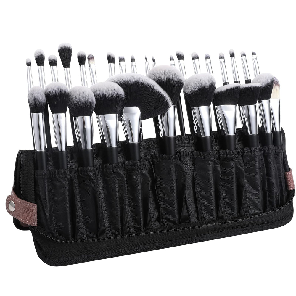 DUcare makeup brushes organizer closed, compact travel-ready for easy brush transport.