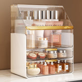 Ducoak makeup organizer with lid keeps brushes dust-free and within easy reach.