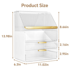 Ducoak makeup organizer three-tier design neatly displays palettes and serums.