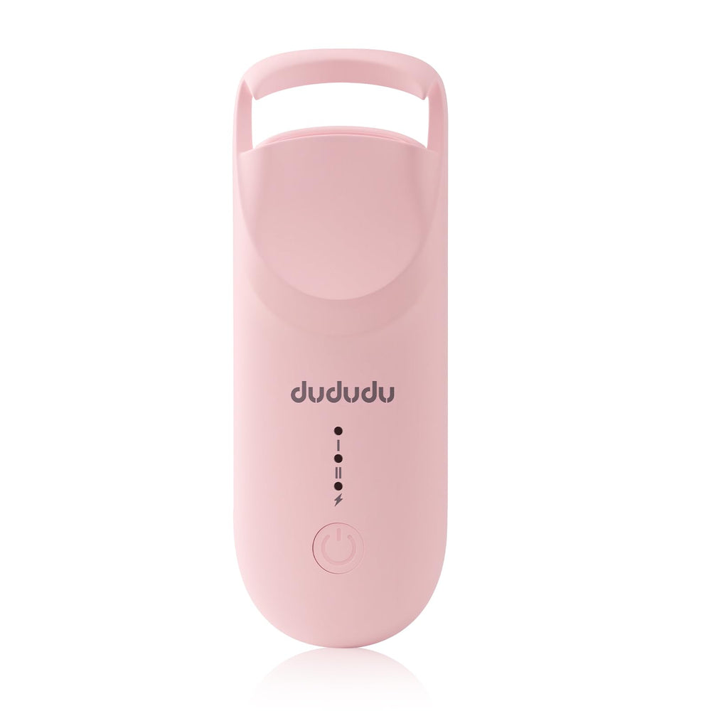 DUDUDU heated eyelash curler in compact travel form for easy on-the-go lash lift.