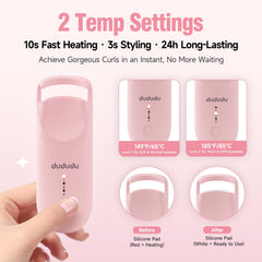 DUDUDU dual-temp settings emphasize customize curl intensity for different lash types.
