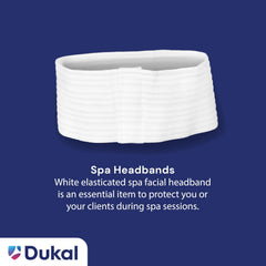 Dukal Reflections headband stretch fabric demonstrates flexible coverage for workouts.