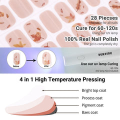 DUKASOU Semi-cured gel strips with prep pads for quick DIY manicure.