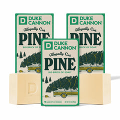 Duke Cannon big brick soap pine pack cover shows rugged holiday gift packaging