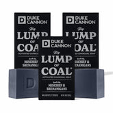Duke Cannon Big Lump of Coal soap bar holiday edition packaging, festive gift-ready.