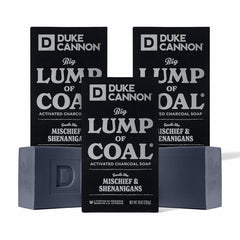 Duke Cannon Big Lump of Coal soap bar holiday edition packaging, festive gift-ready.