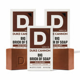 Duke Cannon Leaf Leather soap brick bar for rugged masculine cleansing.