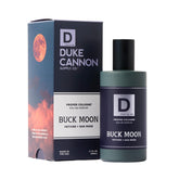 Duke Cannon Buck Moon bottle in apothecary glass for a warm, everyday scent.