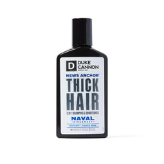 Duke Cannon 2-en-1 limpiador de cabello con Diplomacia Naval para rutina rápida.