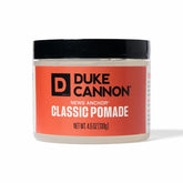 Duke Cannon Flexible pomade bottle offers strong hold with easy washout.