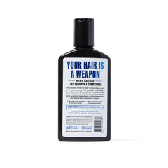 Duke Cannon News Anchor Hair Wash foamy lather showing refreshing scalp cleanse and bergamot scent.