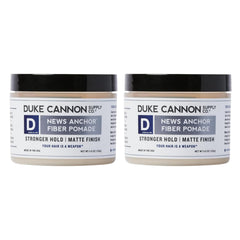 Duke Cannon News Anchor Pomade 2-pack on display delivers dual-pack convenience for all-day styling