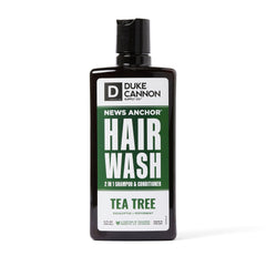 Duke Cannon News Anchor Tea Tree Shampoo Bottle delivering a refreshing cleanse
