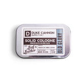 Duke Cannon Old Glory travel tin closeup for on-the-go freshness and easy carry.