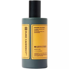 Duke Cannon Proper Cologne Sawtooth amber close-up emphasizes warm, balanced base.