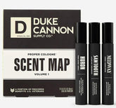 Duke Cannon Proper Cologne Sawtooth bottle with long-lasting woodsy scent for daily wear.