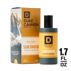 Duke Cannon Proper Cologne Sawtooth cedarwood close-up highlights woodsy scent.